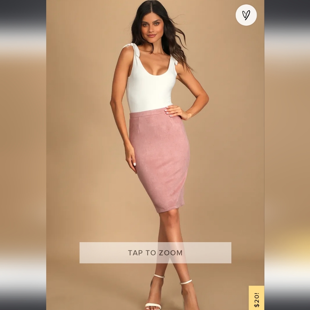 Lulus Superpower Blush Suede Pencil Skirt XS